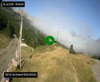 Webcam au col du Somport, côté français, sur la N134, dans les Pyrénées, en direction de l'Espagne, à 1632 mètres d'altitude