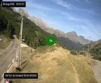 Webcam au col du Somport, côté français, sur la N134, dans les Pyrénées, en direction de l'Espagne, à 1632 mètres d'altitude
