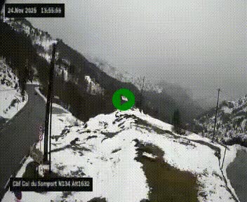 <h2>Webcam au col du Somport, côté français, sur la N134, dans les Pyrénées, en direction de l'Espagne, à 1632 mètres d'altitude</h2>