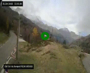 Webcam au col du Somport, côté français, sur la N134, dans les Pyrénées, en direction de l'Espagne, à 1632 mètres d'altitude