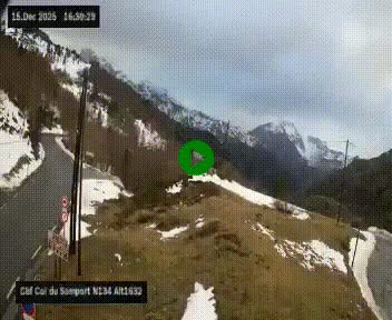 <h2>Webcam au col du Somport, côté français, sur la N134, dans les Pyrénées, en direction de l'Espagne, à 1632 mètres d'altitude</h2>