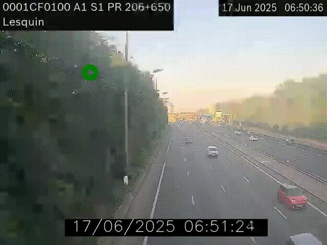 Webcam autoroute A1 à hauteur de Lesquin. Vue orientée vers Lille.