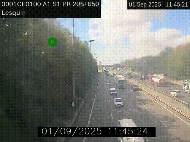 <h2>Webcam autoroute A1 à hauteur de Lesquin. Vue orientée vers Lille</h2>