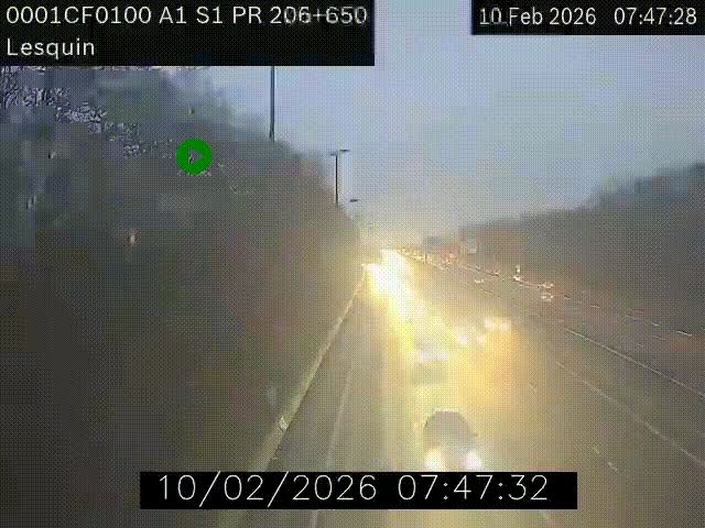 <h2>Webcam autoroute A1 à hauteur de Lesquin. Vue orientée vers Lille</h2>