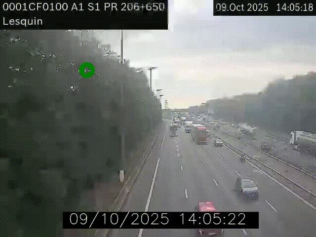 <h2>Webcam autoroute A1 à hauteur de Lesquin. Vue orientée vers Lille</h2>