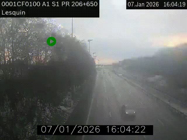 <h2>Webcam autoroute A1 à hauteur de Lesquin. Vue orientée vers Lille</h2>