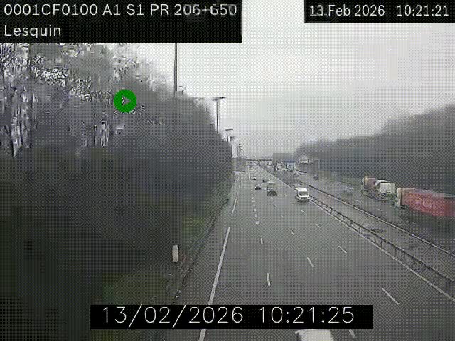 <h2>Webcam autoroute A1 à hauteur de Lesquin. Vue orientée vers Lille</h2>