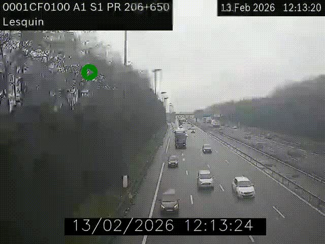 <h2>Webcam autoroute A1 à hauteur de Lesquin. Vue orientée vers Lille</h2>