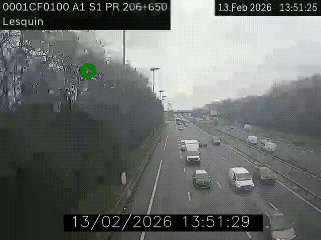 <h2>Webcam autoroute A1 à hauteur de Lesquin. Vue orientée vers Lille</h2>