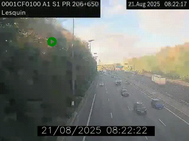 <h2>Webcam autoroute A1 à hauteur de Lesquin. Vue orientée vers Lille</h2>