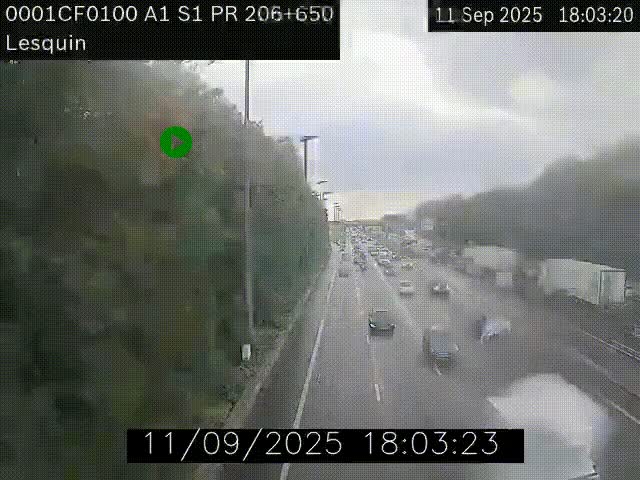 <h2>Webcam autoroute A1 à hauteur de Lesquin. Vue orientée vers Lille</h2>