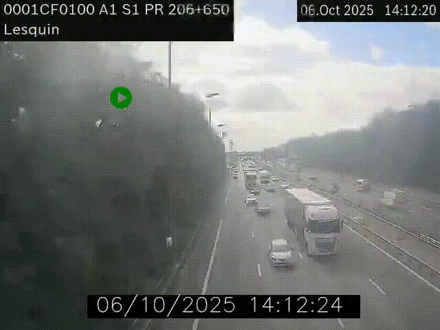 <h2>Webcam autoroute A1 à hauteur de Lesquin. Vue orientée vers Lille</h2>
