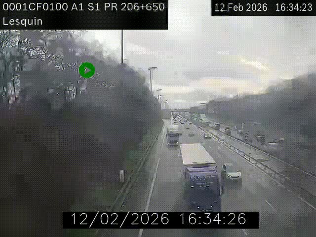 <h2>Webcam autoroute A1 à hauteur de Lesquin. Vue orientée vers Lille</h2>