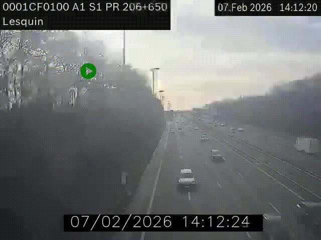 <h2>Webcam autoroute A1 à hauteur de Lesquin. Vue orientée vers Lille</h2>