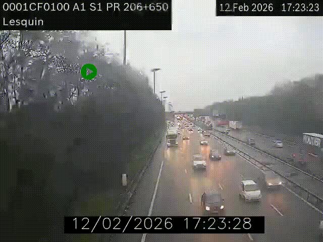 <h2>Webcam autoroute A1 à hauteur de Lesquin. Vue orientée vers Lille</h2>