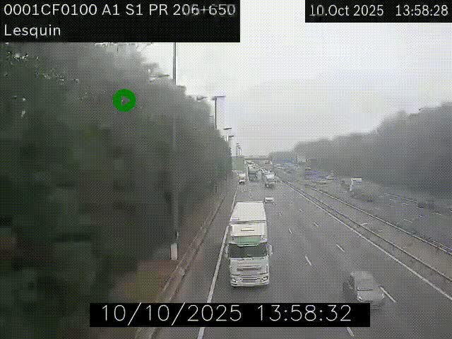 <h2>Webcam autoroute A1 à hauteur de Lesquin. Vue orientée vers Lille</h2>