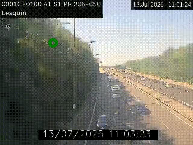 Webcam autoroute A1 à hauteur de Lesquin. Vue orientée vers Lille