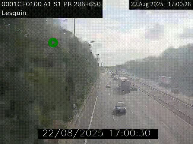 <h2>Webcam autoroute A1 à hauteur de Lesquin. Vue orientée vers Lille</h2>