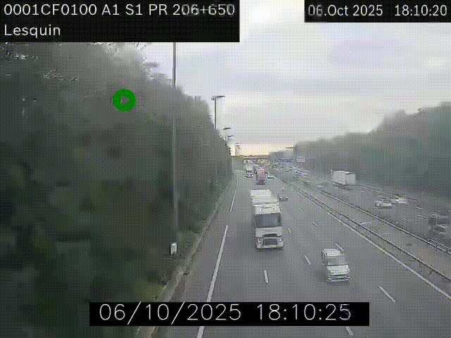 <h2>Webcam autoroute A1 à hauteur de Lesquin. Vue orientée vers Lille</h2>