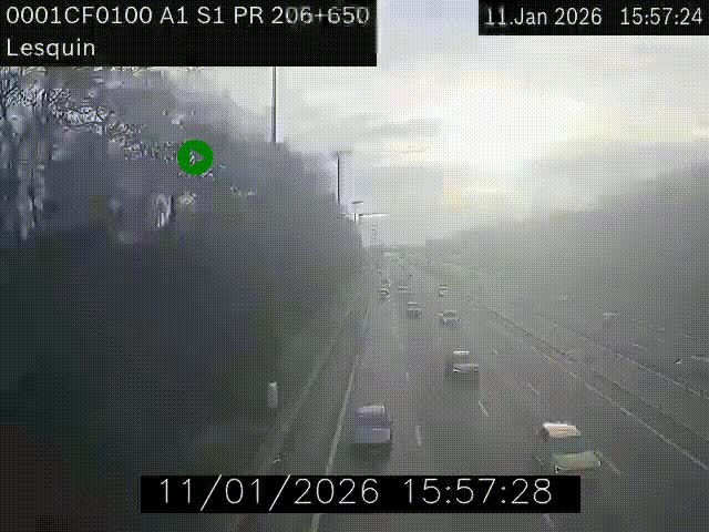 <h2>Webcam autoroute A1 à hauteur de Lesquin. Vue orientée vers Lille</h2>