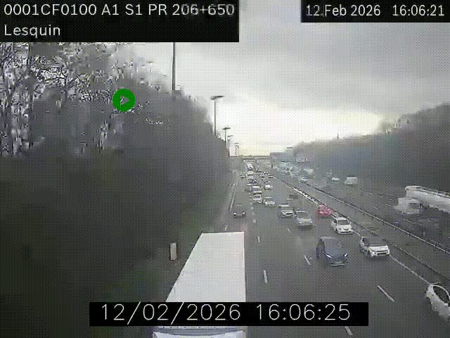 <h2>Webcam autoroute A1 à hauteur de Lesquin. Vue orientée vers Lille</h2>