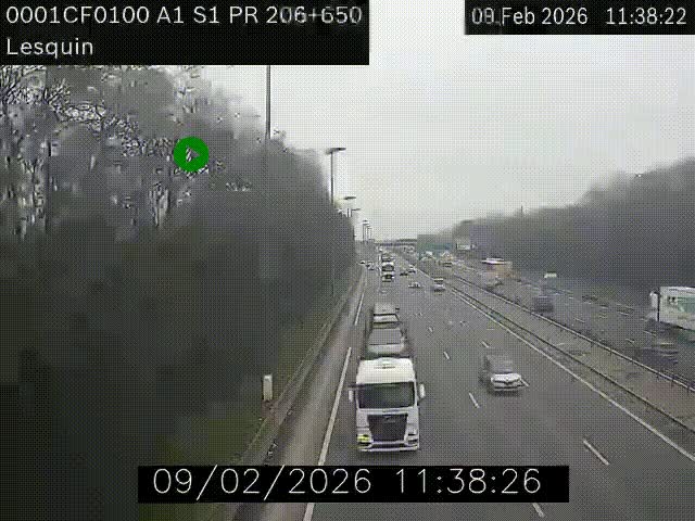<h2>Webcam autoroute A1 à hauteur de Lesquin. Vue orientée vers Lille</h2>