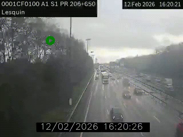 <h2>Webcam autoroute A1 à hauteur de Lesquin. Vue orientée vers Lille</h2>