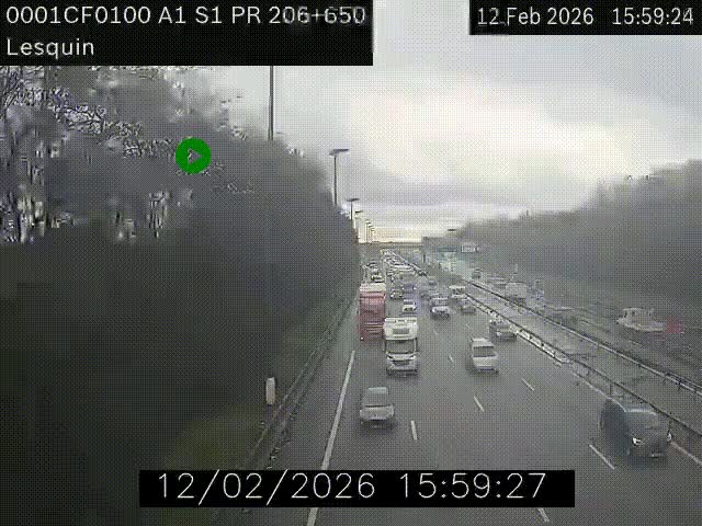 <h2>Webcam autoroute A1 à hauteur de Lesquin. Vue orientée vers Lille</h2>
