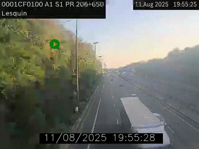 <h2>Webcam autoroute A1 à hauteur de Lesquin. Vue orientée vers Lille</h2>
