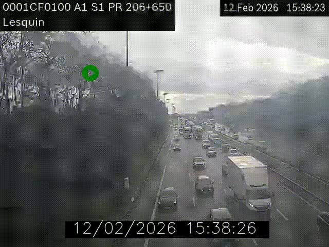 <h2>Webcam autoroute A1 à hauteur de Lesquin. Vue orientée vers Lille</h2>