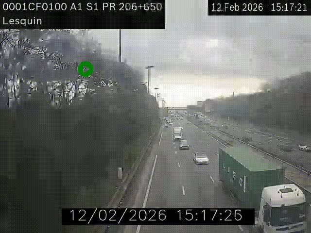 <h2>Webcam autoroute A1 à hauteur de Lesquin. Vue orientée vers Lille</h2>