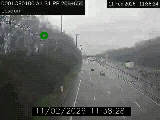 <h2>Webcam autoroute A1 à hauteur de Lesquin. Vue orientée vers Lille</h2>