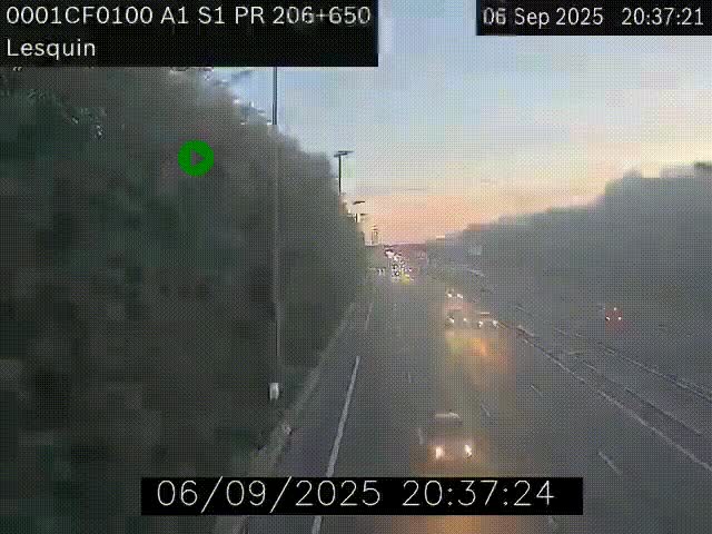 <h2>Webcam autoroute A1 à hauteur de Lesquin. Vue orientée vers Lille</h2>