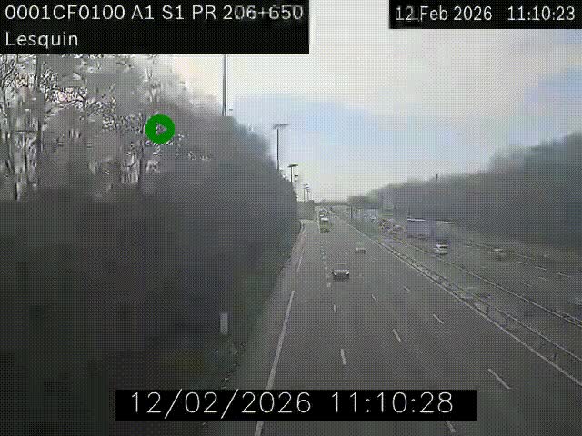 <h2>Webcam autoroute A1 à hauteur de Lesquin. Vue orientée vers Lille</h2>