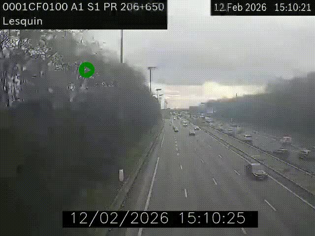 <h2>Webcam autoroute A1 à hauteur de Lesquin. Vue orientée vers Lille</h2>