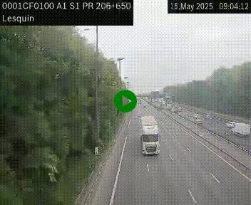 <h2>Webcam autoroute A1 à hauteur de Lesquin. Vue orientée vers Lille</h2>