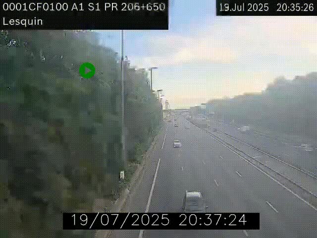 Webcam autoroute A1 à hauteur de Lesquin. Vue orientée vers Lille