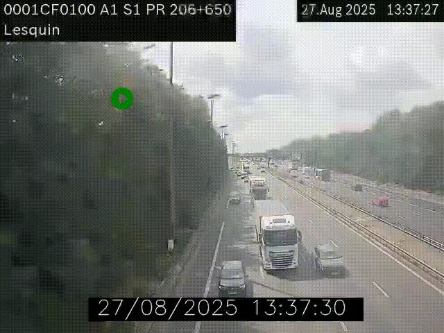 <h2>Webcam autoroute A1 à hauteur de Lesquin. Vue orientée vers Lille</h2>