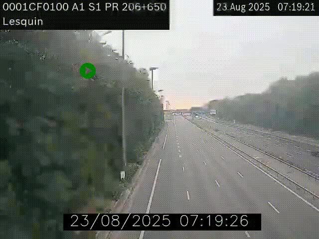 <h2>Webcam autoroute A1 à hauteur de Lesquin. Vue orientée vers Lille</h2>
