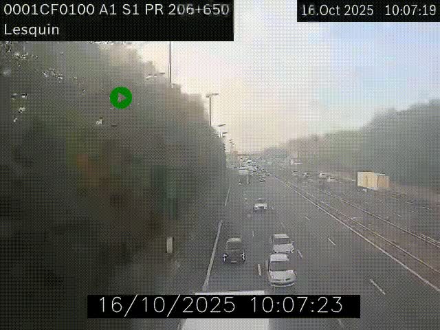 <h2>Webcam autoroute A1 à hauteur de Lesquin. Vue orientée vers Lille</h2>