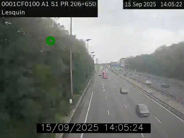 Webcam autoroute A1 à hauteur de Lesquin. Vue orientée vers Lille