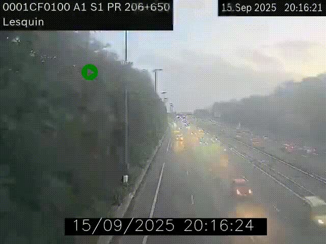 Webcam autoroute A1 à hauteur de Lesquin. Vue orientée vers Lille