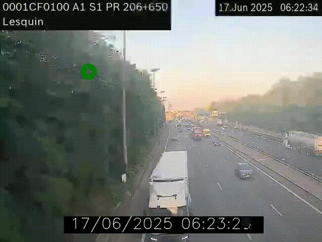 <h2>Webcam autoroute A1 à hauteur de Lesquin. Vue orientée vers Lille</h2>