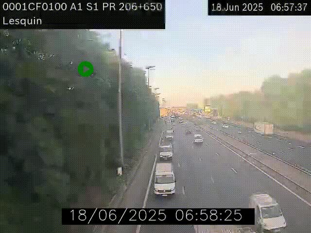 <h2>Webcam autoroute A1 à hauteur de Lesquin. Vue orientée vers Lille</h2>