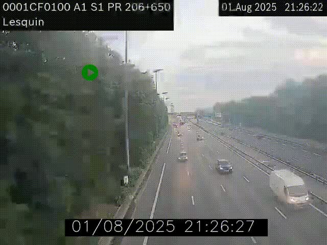 <h2>Webcam autoroute A1 à hauteur de Lesquin. Vue orientée vers Lille</h2>