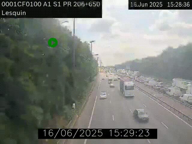 Webcam autoroute A1 à hauteur de Lesquin. Vue orientée vers Lille