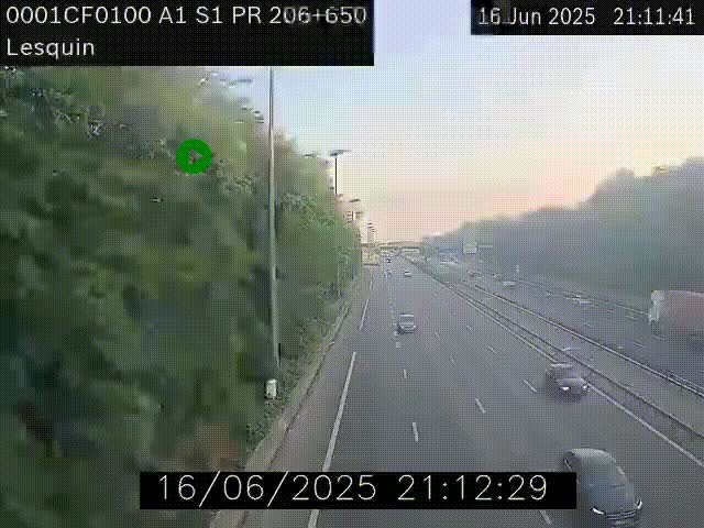 Webcam autoroute A1 à hauteur de Lesquin. Vue orientée vers Lille