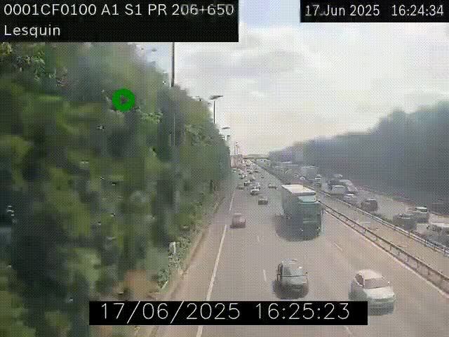 Webcam autoroute A1 à hauteur de Lesquin. Vue orientée vers Lille