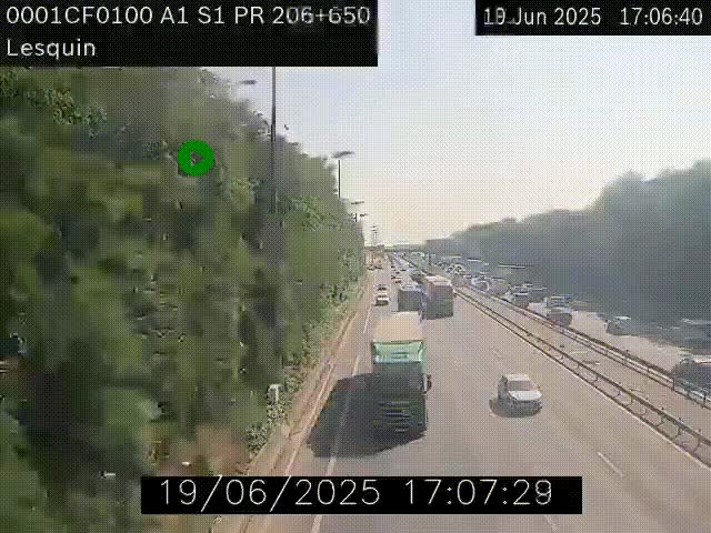 Webcam autoroute A1 à hauteur de Lesquin. Vue orientée vers Lille