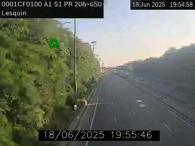 Webcam autoroute A1 à hauteur de Lesquin. Vue orientée vers Lille